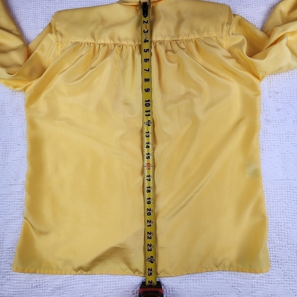 Vintage Lilly Ann Yellow Button Down Satin Blouse Size Medium - Picture 14 of 15